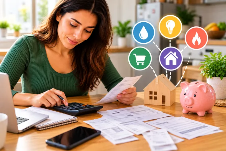 Calendário de contas com datas e valores registrados